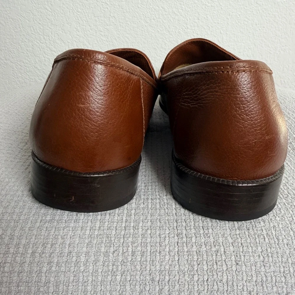 Florsheim Mens Brown Pebbled Leather Moc Toe Bit Loafers Size 13D Made in Brazil